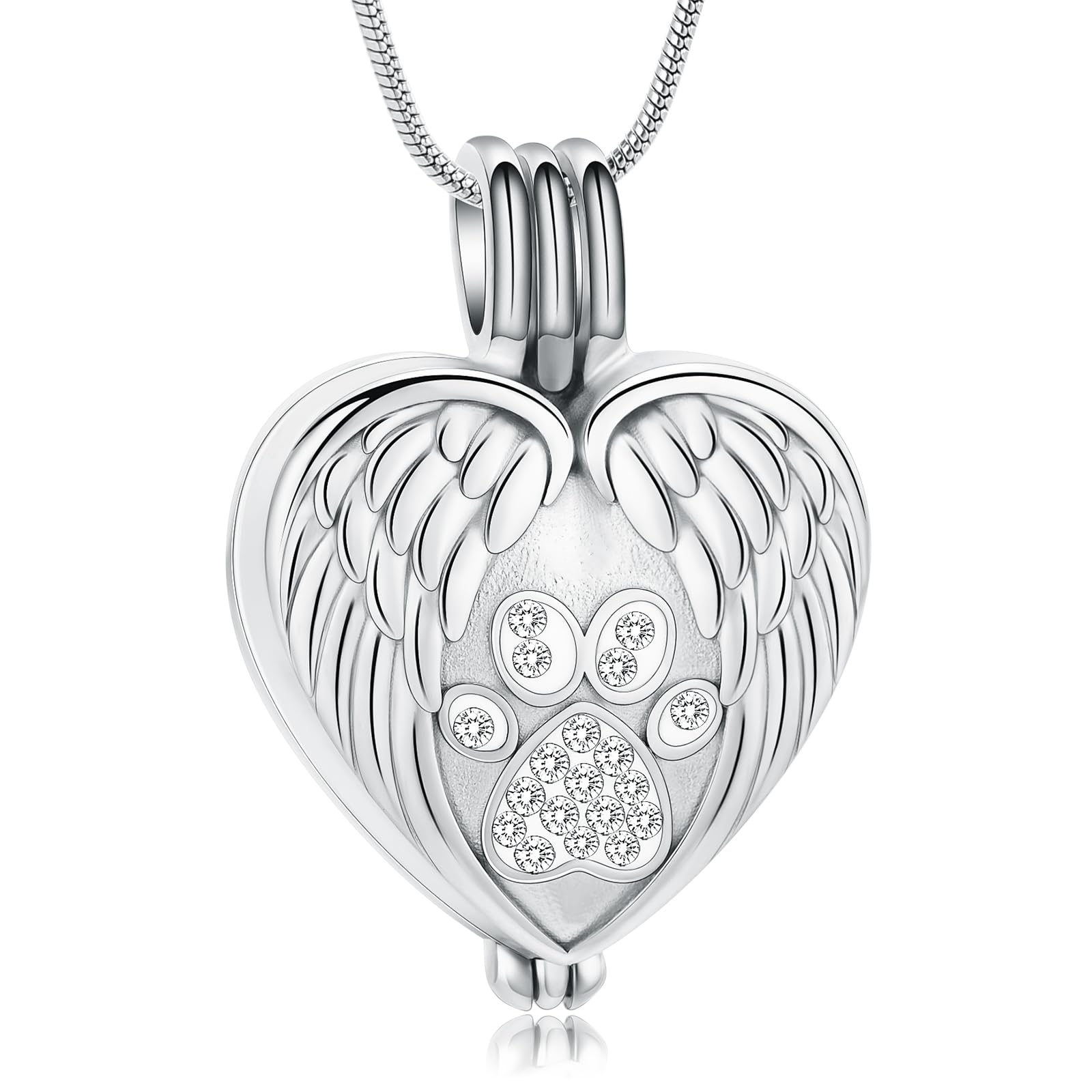 zeqingjw Pet Cremation Jewelry for Ashes Pendant Paw Print Pet Heart Urn Necklace Memorial Keepsake Jewelry for Pet/Dog's/Cat's Ashes
