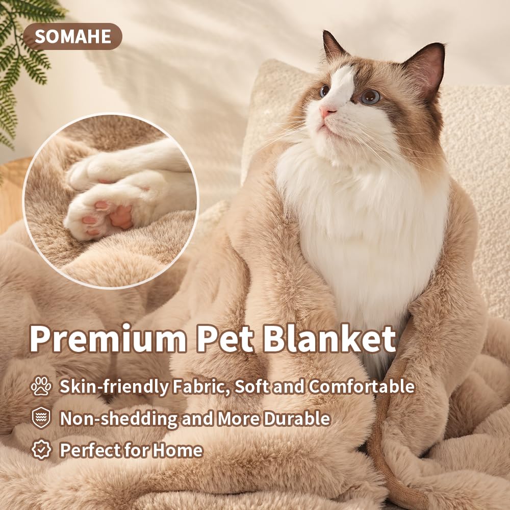 SOMAHE Self-Warming Cat Blanket, Dual-Side Plush Sherpa Throw with Anti-Static, Snuggle Mat for Kittens & Cats, Cozy Bed Topper for Windowsills & Couches, Machine Washable & Dryable, 21x18 Inch Gray