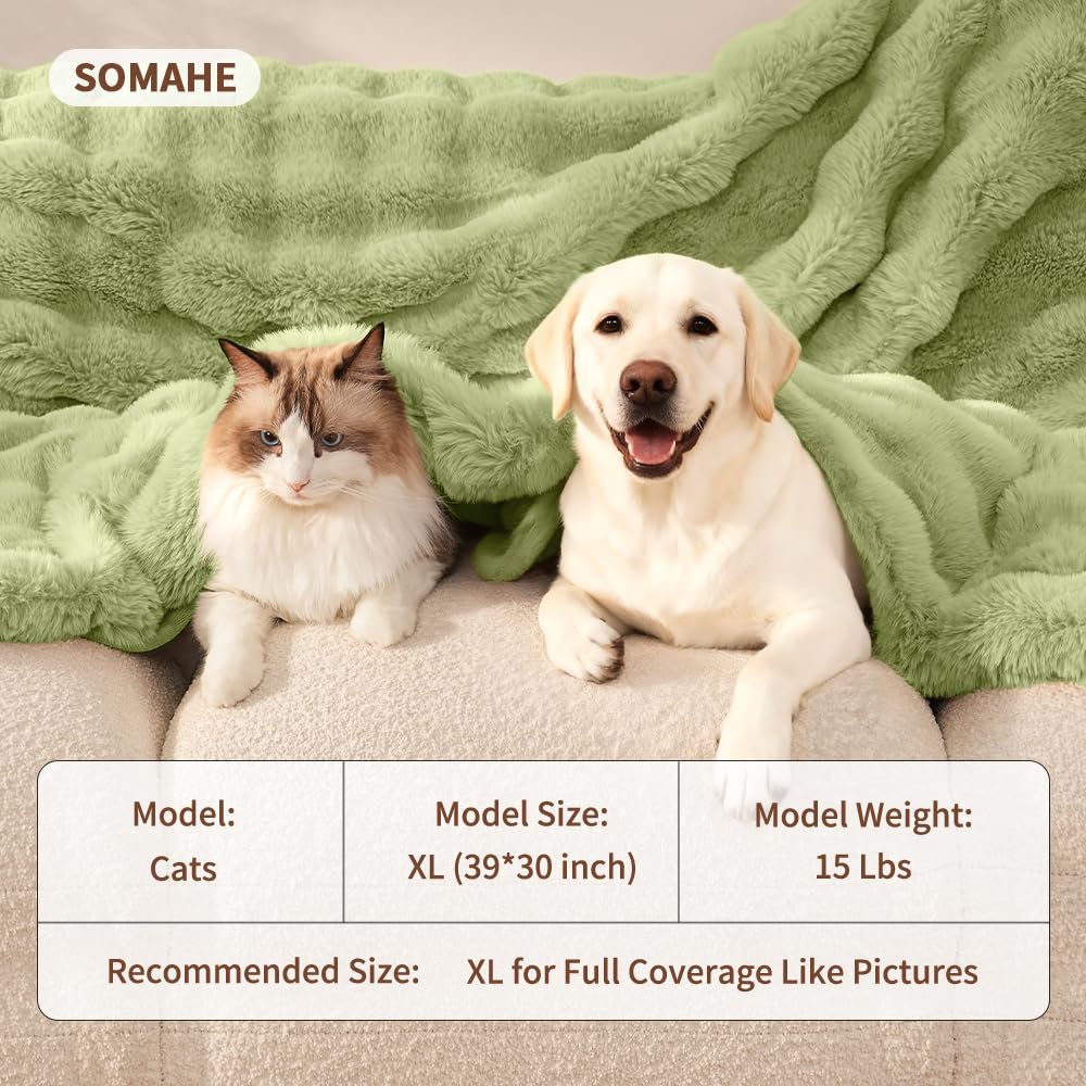 SOMAHE Self-Warming Cat Blanket, Dual-Side Plush Sherpa Throw with Anti-Static, Snuggle Mat for Kittens & Cats, Cozy Bed Topper for Windowsills & Couches, Machine Washable & Dryable, 21x18 Inch Gray