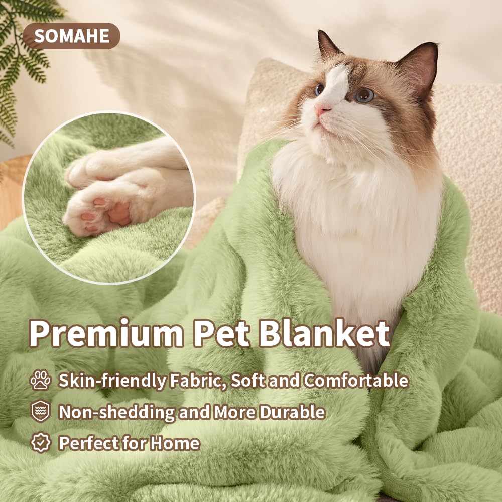 SOMAHE Self-Warming Cat Blanket, Dual-Side Plush Sherpa Throw with Anti-Static, Snuggle Mat for Kittens & Cats, Cozy Bed Topper for Windowsills & Couches, Machine Washable & Dryable, 21x18 Inch Gray