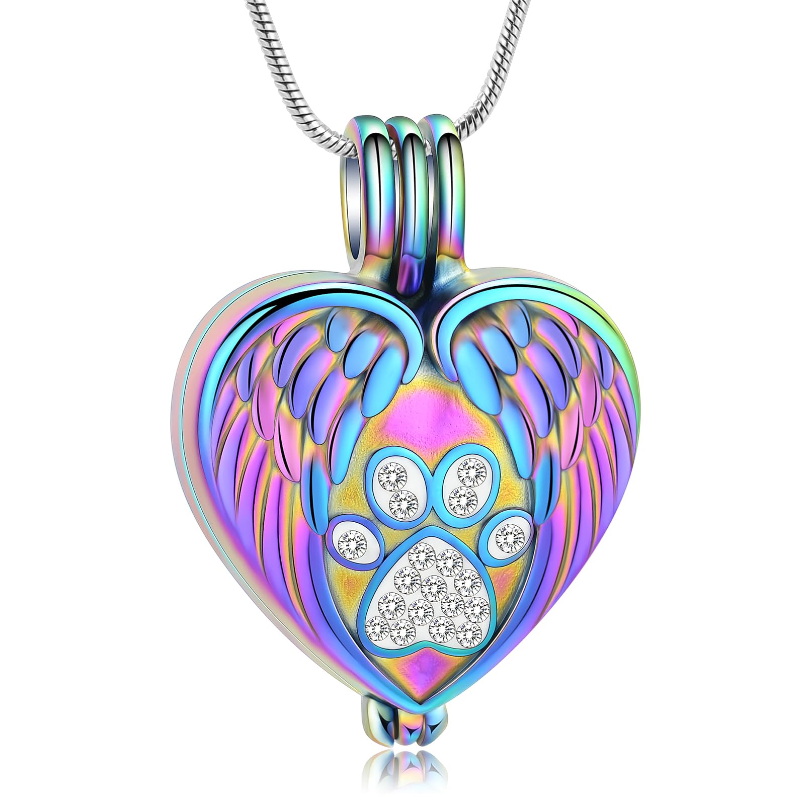 zeqingjw Pet Cremation Jewelry for Ashes Pendant Paw Print Pet Heart Urn Necklace Memorial Keepsake Jewelry for Pet/Dog's/Cat's Ashes