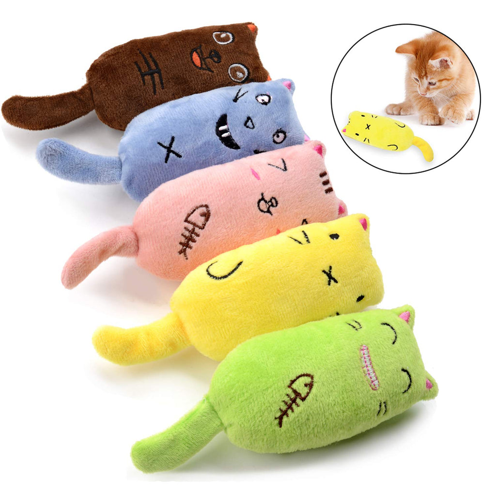 Legendog 5Pcs Bite Resistant Catnip Toy for Cats,Catnip Filled Cartoon Mice Cat Teething Chew Toy