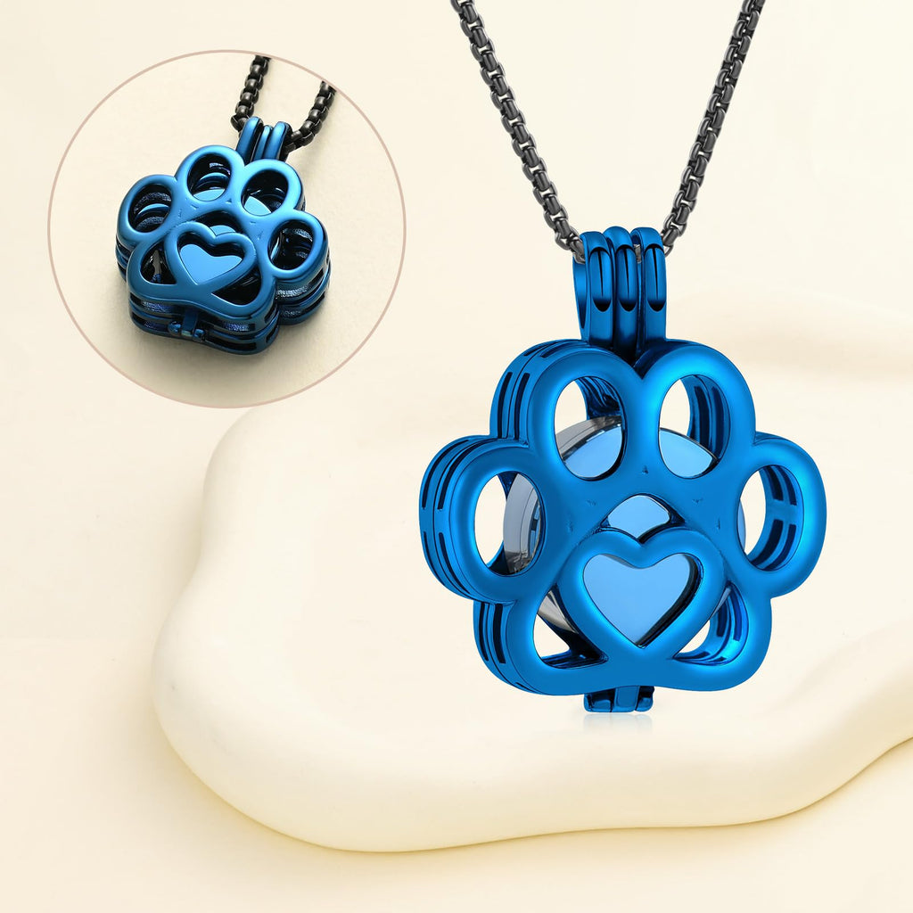 Oinsi Pet Cremation Jewelry For Ashes For Dog/Cat Paw Stainless Steel Memorial Locket Urn Necklace Inside Mini Case Keepsake Cremation Jewelry Women Men