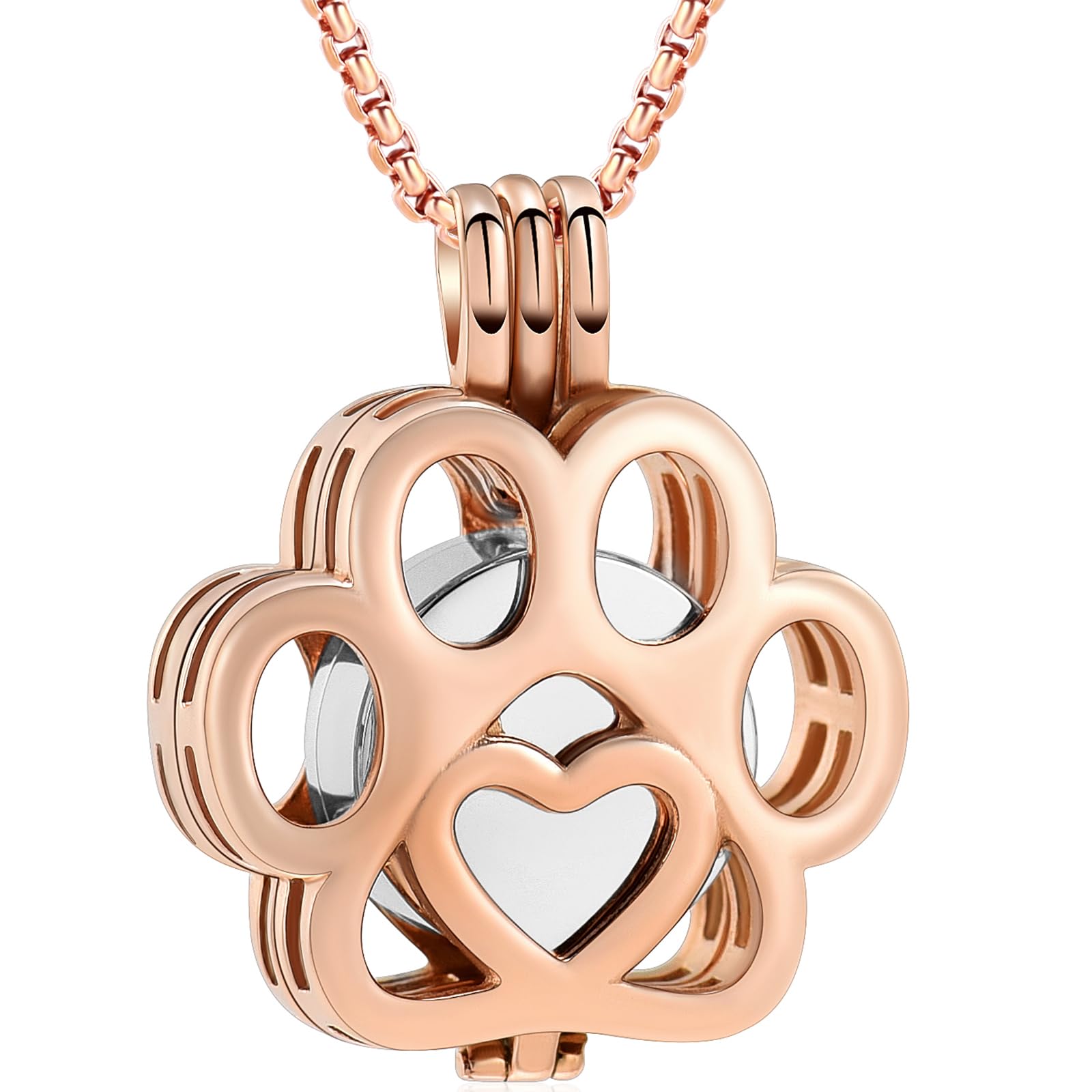 Oinsi Pet Cremation Jewelry For Ashes For Dog/Cat Paw Stainless Steel Memorial Locket Urn Necklace Inside Mini Case Keepsake Cremation Jewelry Women Men