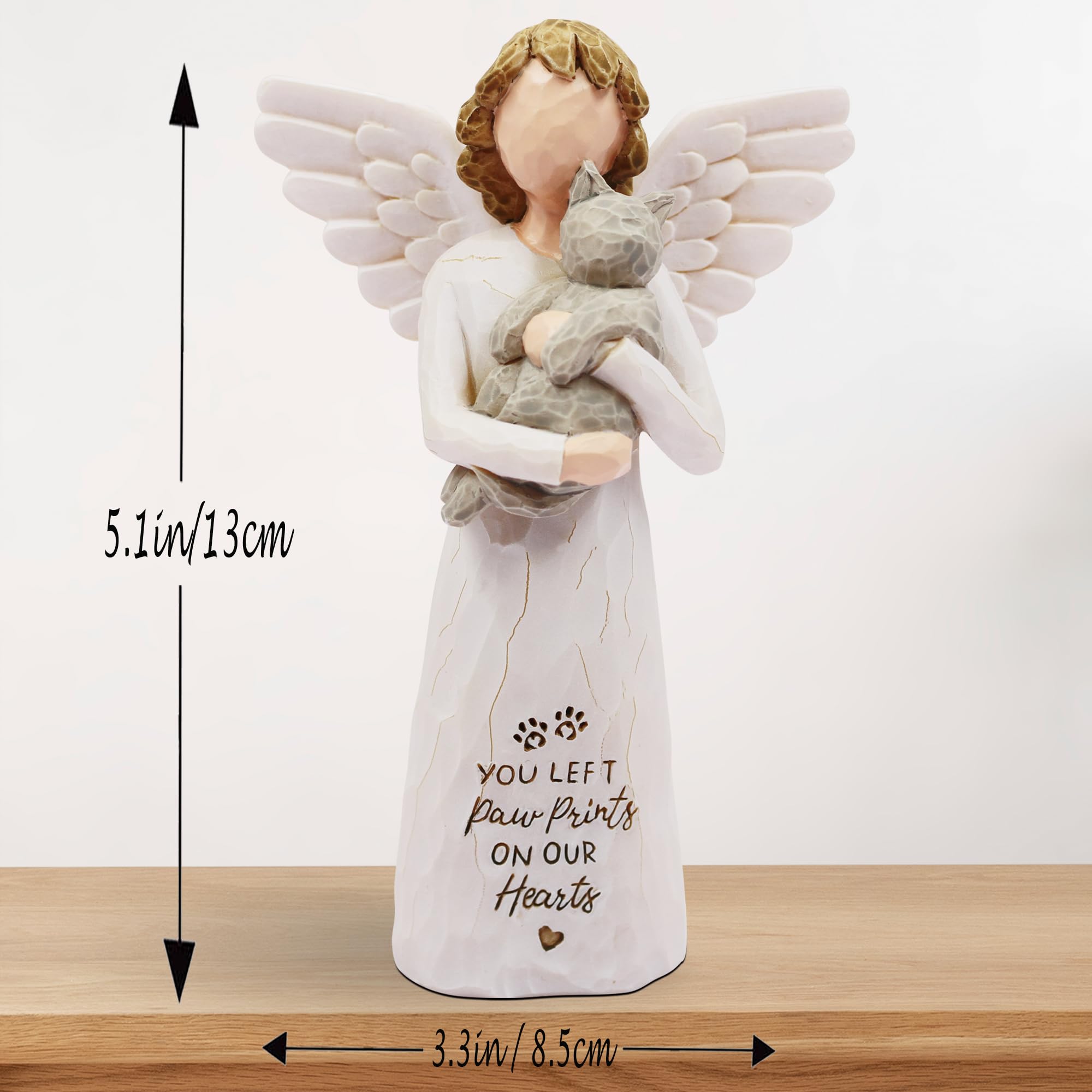 BORLESTA Cat Memorial Gifts for Loss of Cat, Pet Loss Sympathy Gift, Pet Cat Remembrance Gifts, Cat Mom Gift for Cats Lovers, Cat Statue Hand-Painted Figurines Angel (Gray)