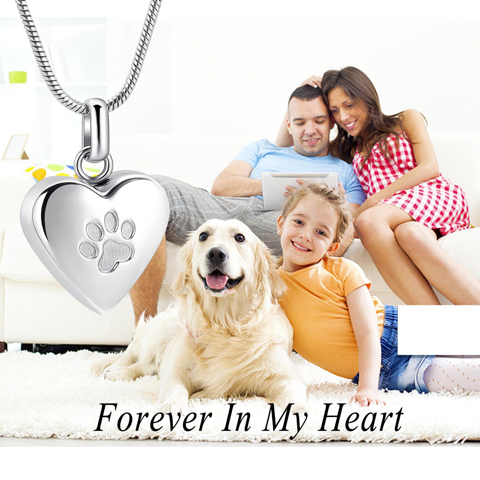 zeqingjw Pet Cremation Jewelry for Ashes Pendant Paw Print Pet Heart Urn Necklace Memorial Keepsake Jewelry for Pet/Dog's/Cat's Ashes