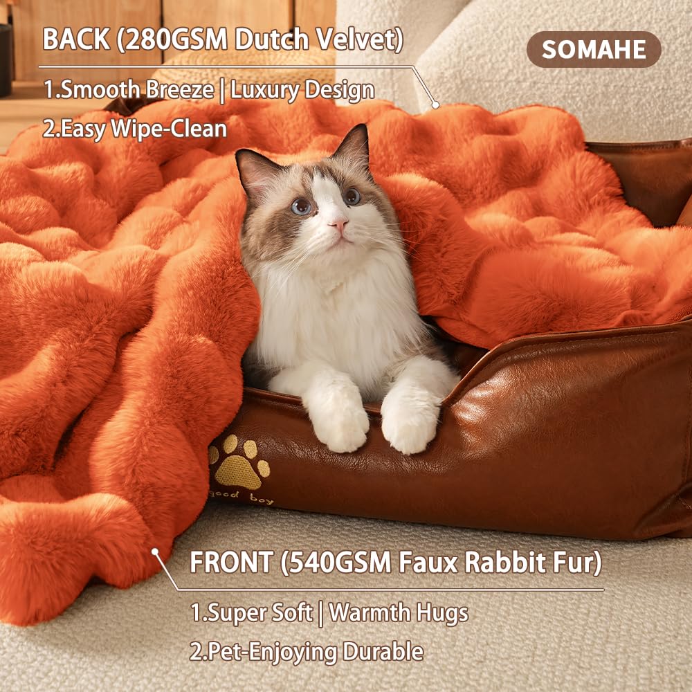 SOMAHE Self-Warming Cat Blanket, Dual-Side Plush Sherpa Throw with Anti-Static, Snuggle Mat for Kittens & Cats, Cozy Bed Topper for Windowsills & Couches, Machine Washable & Dryable, 21x18 Inch Gray