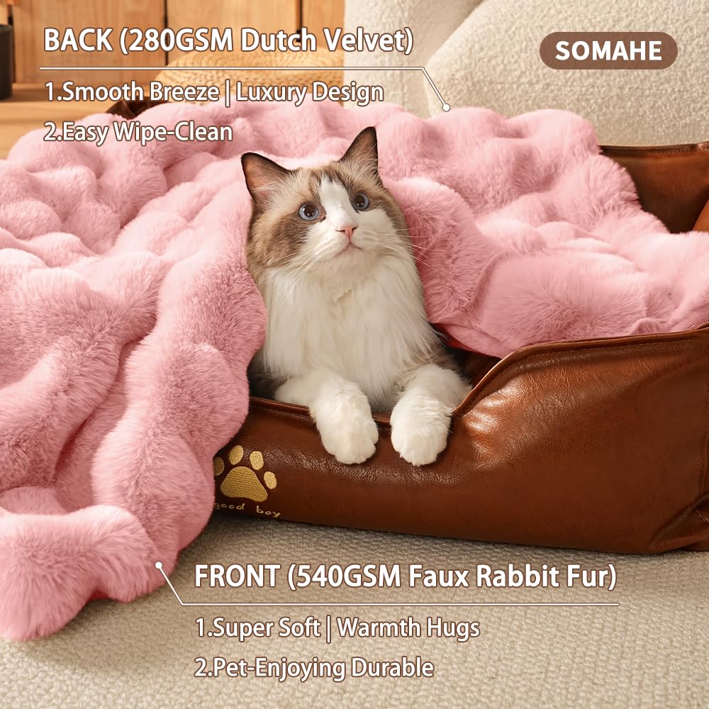 SOMAHE Self-Warming Cat Blanket, Dual-Side Plush Sherpa Throw with Anti-Static, Snuggle Mat for Kittens & Cats, Cozy Bed Topper for Windowsills & Couches, Machine Washable & Dryable, 21x18 Inch Gray