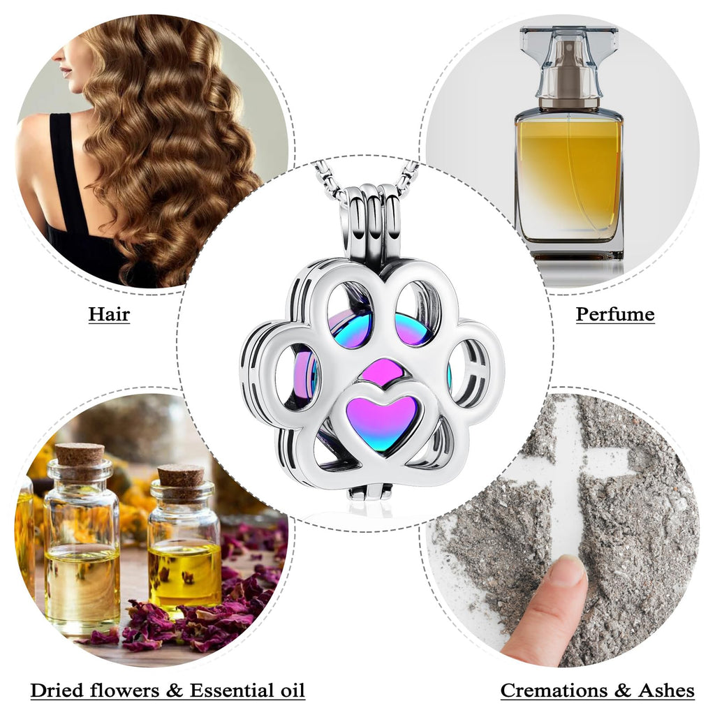 Oinsi Pet Cremation Jewelry For Ashes For Dog/Cat Paw Stainless Steel Memorial Locket Urn Necklace Inside Mini Case Keepsake Cremation Jewelry Women Men