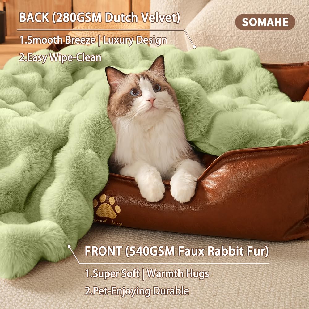 SOMAHE Self-Warming Cat Blanket, Dual-Side Plush Sherpa Throw with Anti-Static, Snuggle Mat for Kittens & Cats, Cozy Bed Topper for Windowsills & Couches, Machine Washable & Dryable, 21x18 Inch Gray