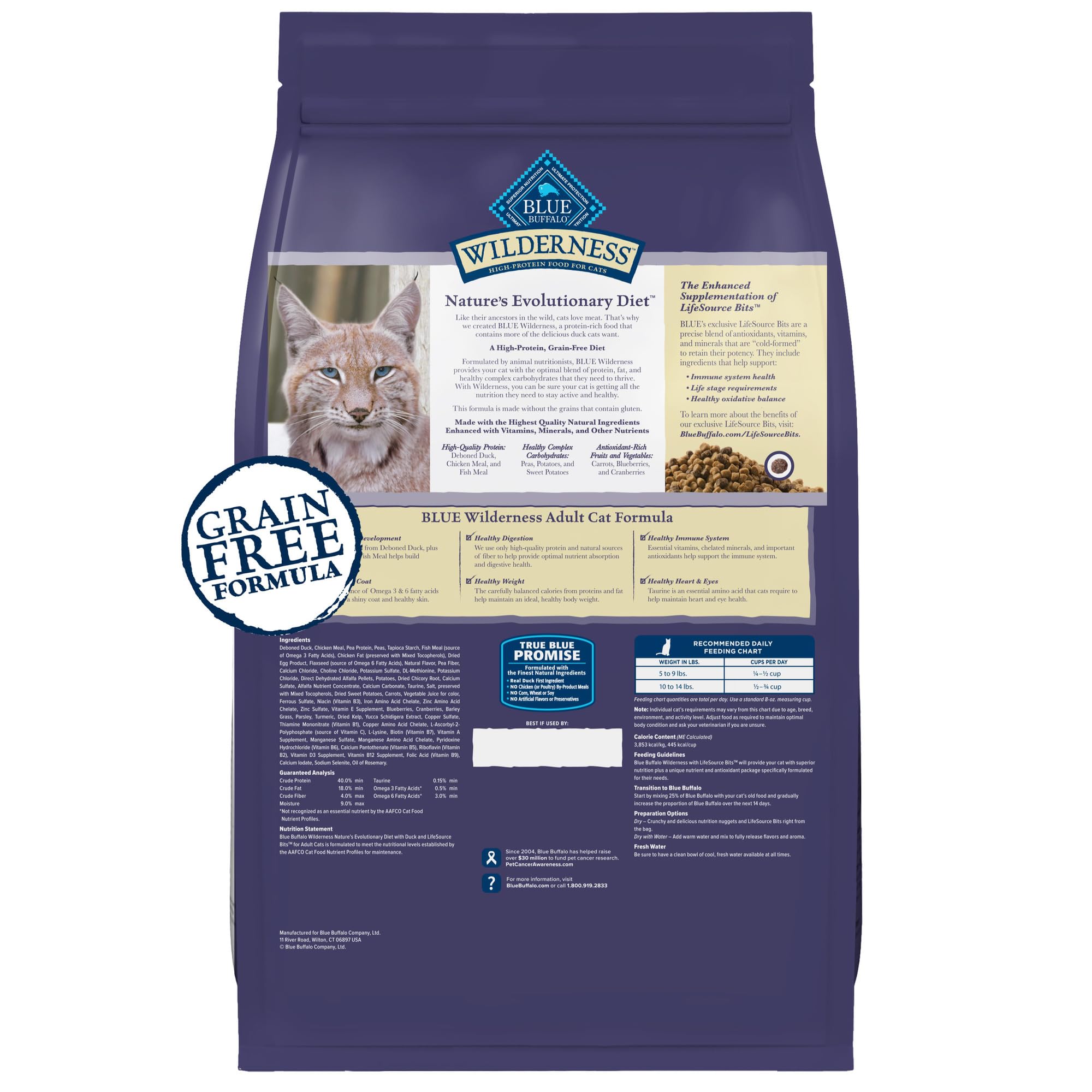 Blue Buffalo Wilderness Nature's Evolutionary Diet High-Protein, Grain-Free Natural Dry Food for Adult Cats, Chicken, 4-lb. Bag