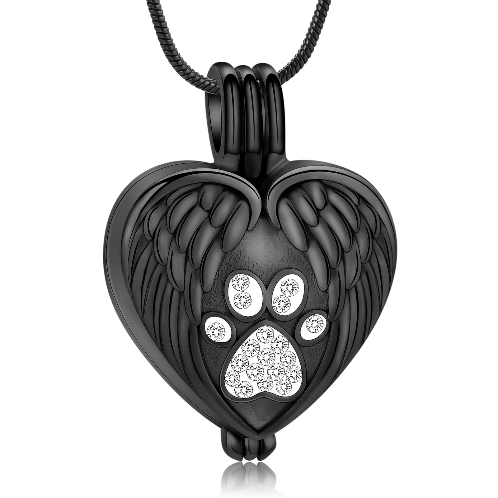zeqingjw Pet Cremation Jewelry for Ashes Pendant Paw Print Pet Heart Urn Necklace Memorial Keepsake Jewelry for Pet/Dog's/Cat's Ashes
