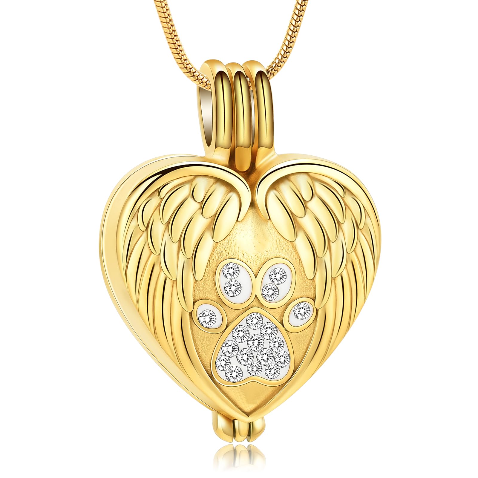zeqingjw Pet Cremation Jewelry for Ashes Pendant Paw Print Pet Heart Urn Necklace Memorial Keepsake Jewelry for Pet/Dog's/Cat's Ashes