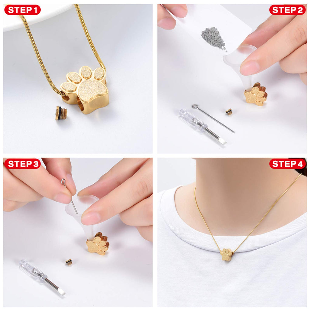 zeqingjw Pet Cremation Jewelry for Ashes Pendant Paw Print Pet Heart Urn Necklace Memorial Keepsake Jewelry for Pet/Dog's/Cat's Ashes