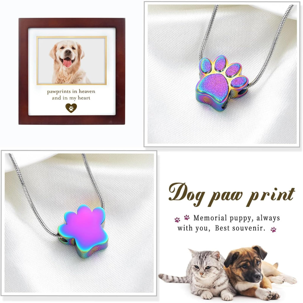 zeqingjw Pet Cremation Jewelry for Ashes Pendant Paw Print Pet Heart Urn Necklace Memorial Keepsake Jewelry for Pet/Dog's/Cat's Ashes
