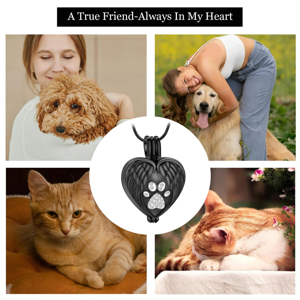 zeqingjw Pet Cremation Jewelry for Ashes Pendant Paw Print Pet Heart Urn Necklace Memorial Keepsake Jewelry for Pet/Dog's/Cat's Ashes