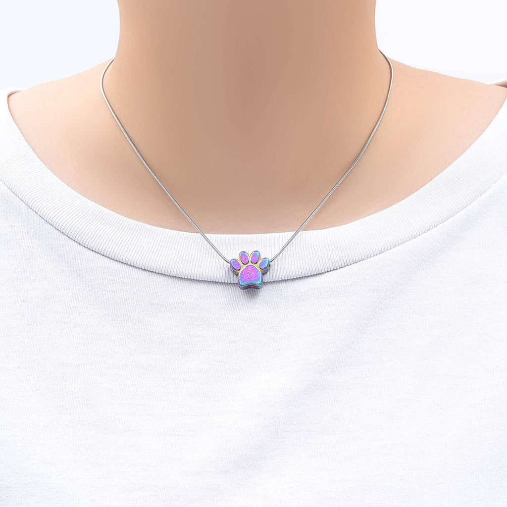 zeqingjw Pet Cremation Jewelry for Ashes Pendant Paw Print Pet Heart Urn Necklace Memorial Keepsake Jewelry for Pet/Dog's/Cat's Ashes