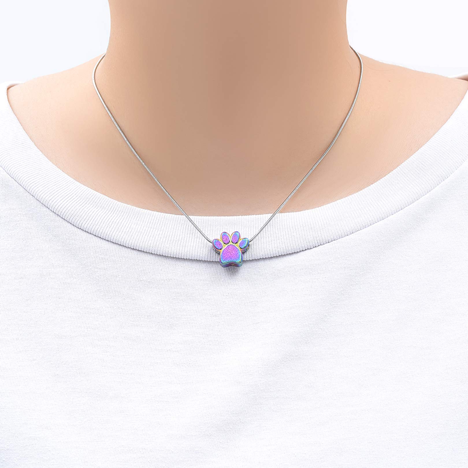 zeqingjw Pet Cremation Jewelry for Ashes Pendant Paw Print Pet Heart Urn Necklace Memorial Keepsake Jewelry for Pet/Dog's/Cat's Ashes