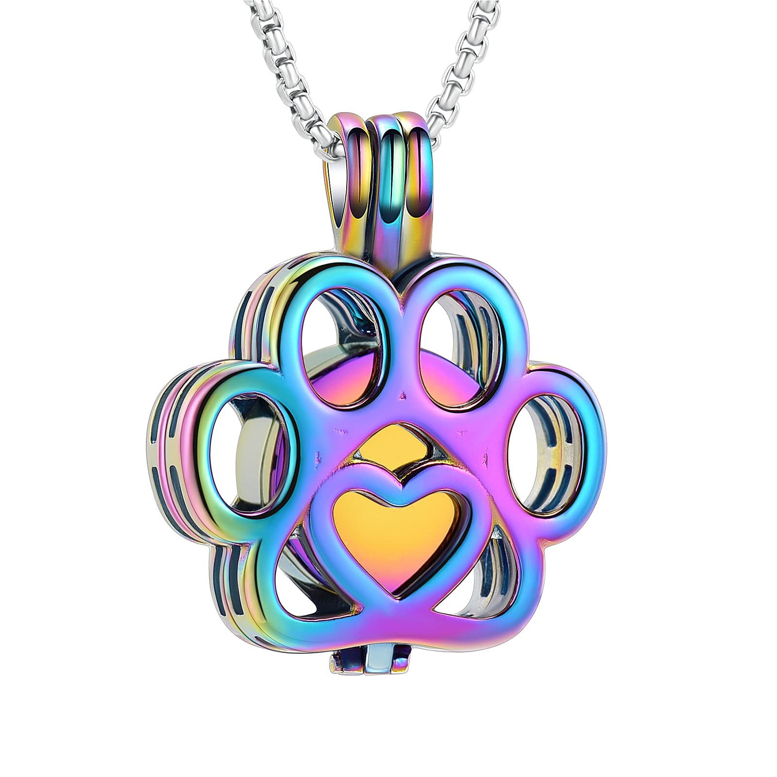 Oinsi Pet Cremation Jewelry For Ashes For Dog/Cat Paw Stainless Steel Memorial Locket Urn Necklace Inside Mini Case Keepsake Cremation Jewelry Women Men
