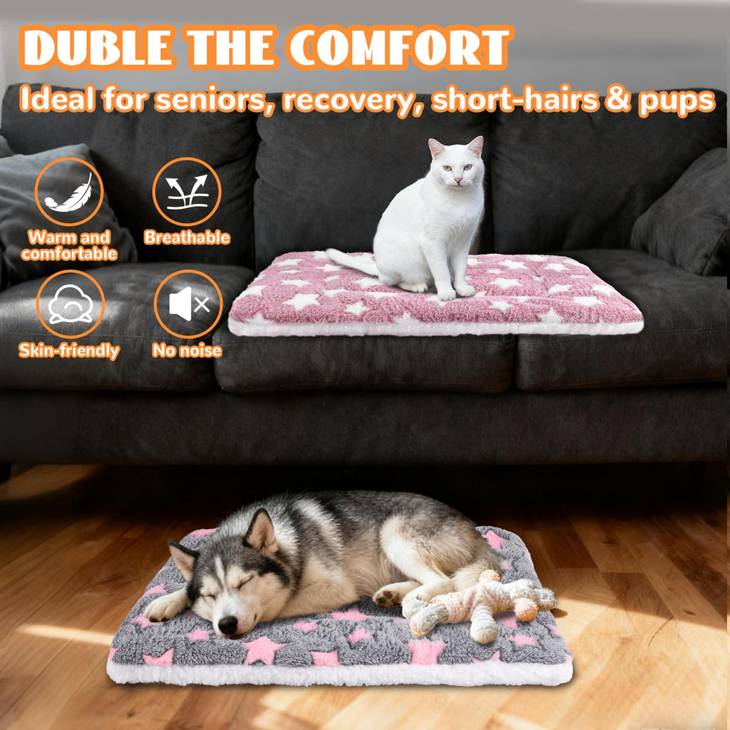 4 Pcs Self Warming Cat Bed, Self Heating Pet Mat for Kitten & Puppy, Soft Calming Cat Bed Mat Reflects Body Heat Warm Washable Pet Pad for Crates, Floors, Indoor, Outdoor(12.6×10 Inch)