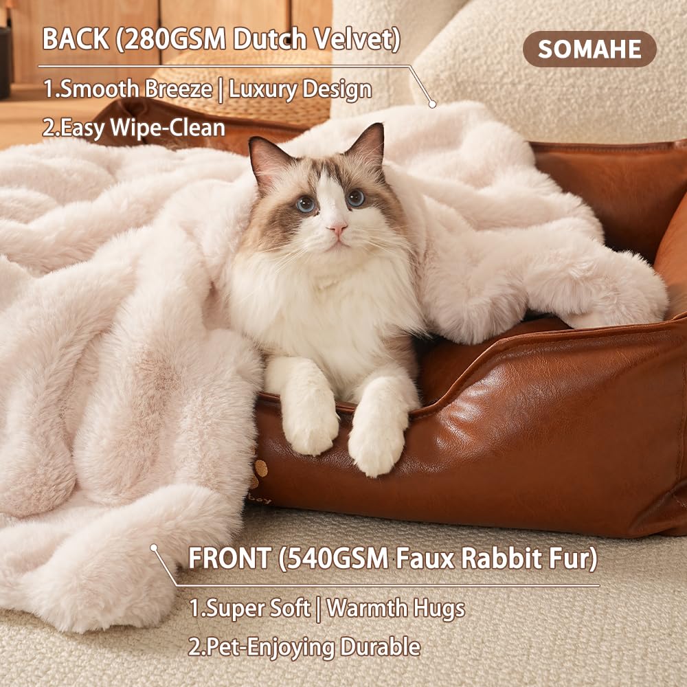 SOMAHE Self-Warming Cat Blanket, Dual-Side Plush Sherpa Throw with Anti-Static, Snuggle Mat for Kittens & Cats, Cozy Bed Topper for Windowsills & Couches, Machine Washable & Dryable, 21x18 Inch Gray
