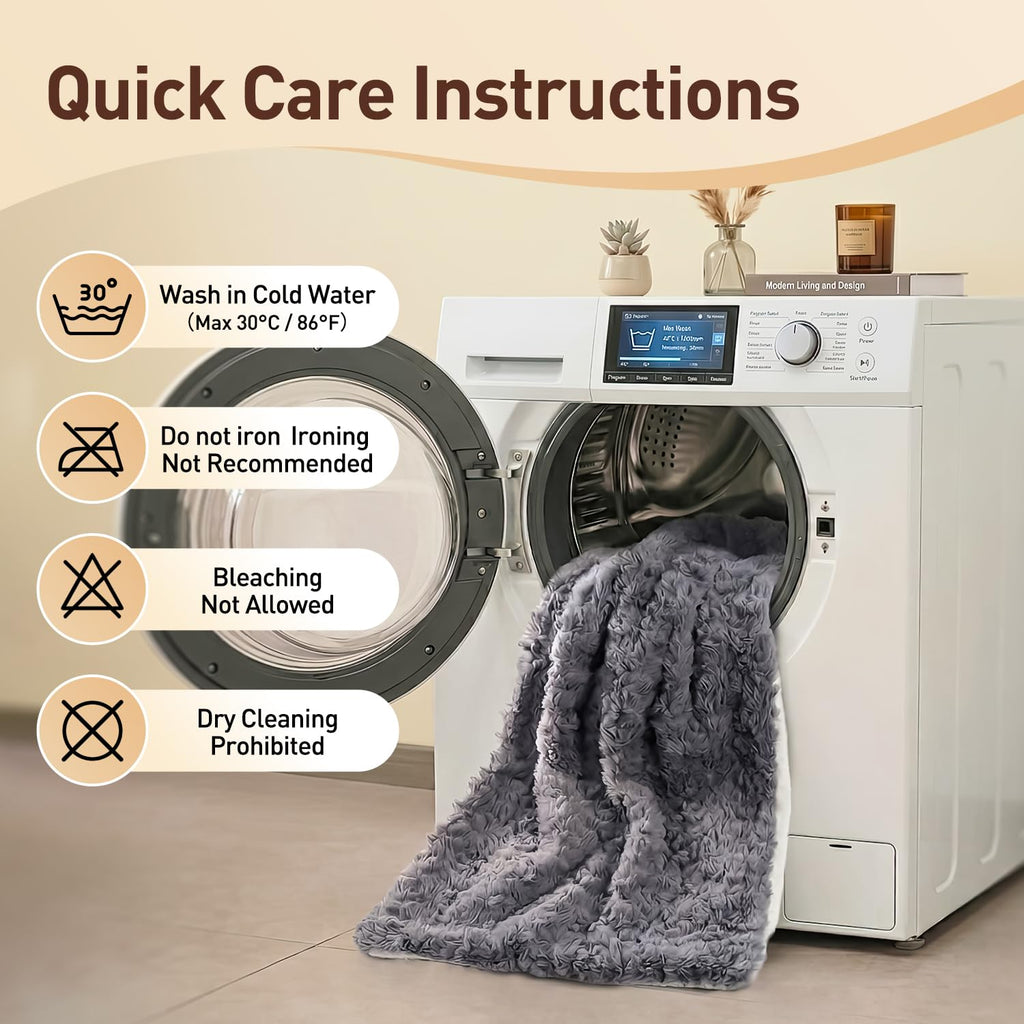 Cat Blanket for Indoor Cats - Ultra Thick 460GSM Faux Rabbit Fur & 260GSM Sherpa, Small Pet Throw for Carrier, Crate & Couch Protection, Soft Thermal Kitten Bedding, 21"x18" Grey