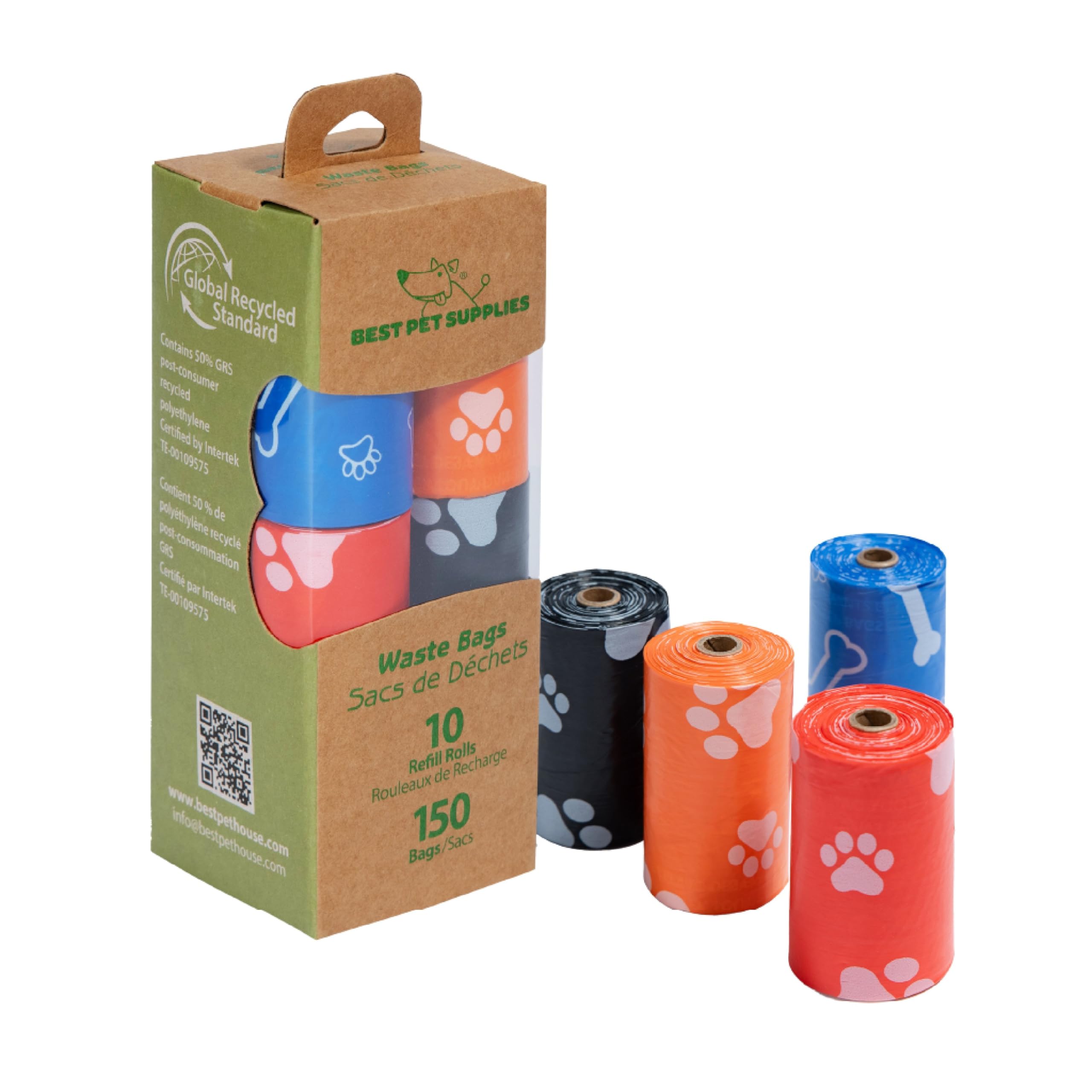 Best Pet Supplies Dog Poop Bags for Waste Refuse Cleanup, Doggy Roll Replacements for Outdoor Puppy Walking and Travel, Leak Proof and Tear Resistant, Thick Plastic - Assorted, 150 Bags
