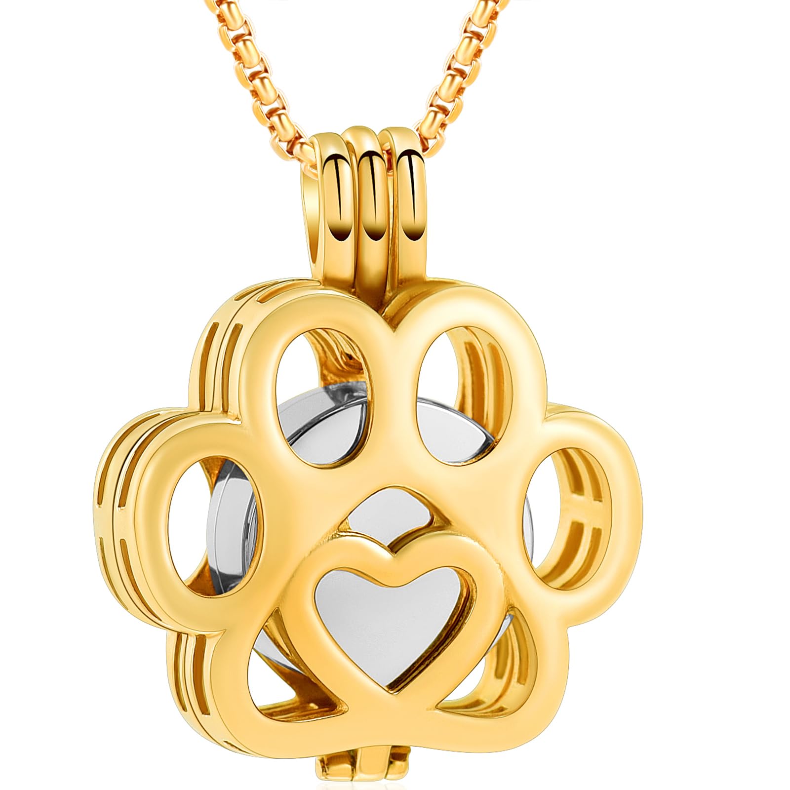 Oinsi Pet Cremation Jewelry For Ashes For Dog/Cat Paw Stainless Steel Memorial Locket Urn Necklace Inside Mini Case Keepsake Cremation Jewelry Women Men