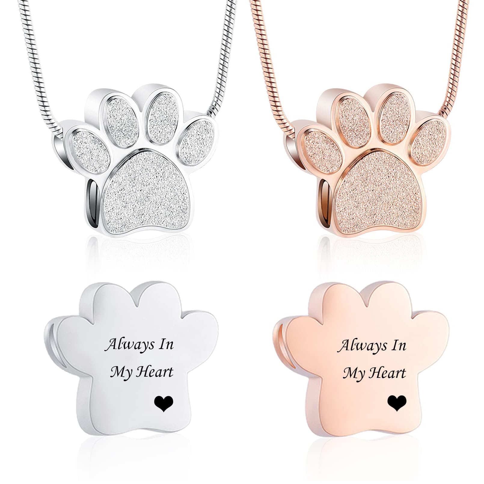 zeqingjw Pet Cremation Jewelry for Ashes Pendant Paw Print Pet Heart Urn Necklace Memorial Keepsake Jewelry for Pet/Dog's/Cat's Ashes