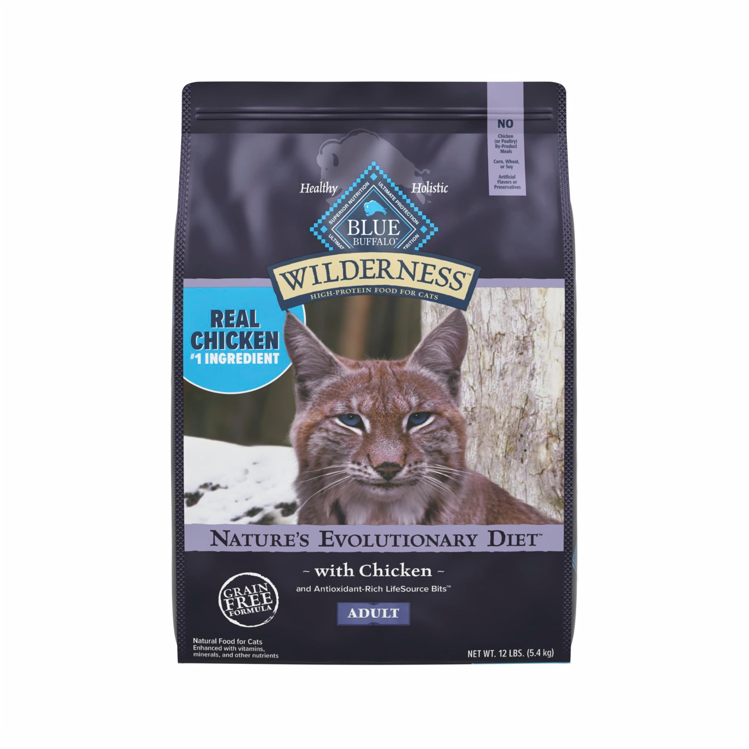 Blue Buffalo Wilderness Nature's Evolutionary Diet High-Protein, Grain-Free Natural Dry Food for Adult Cats, Chicken, 4-lb. Bag