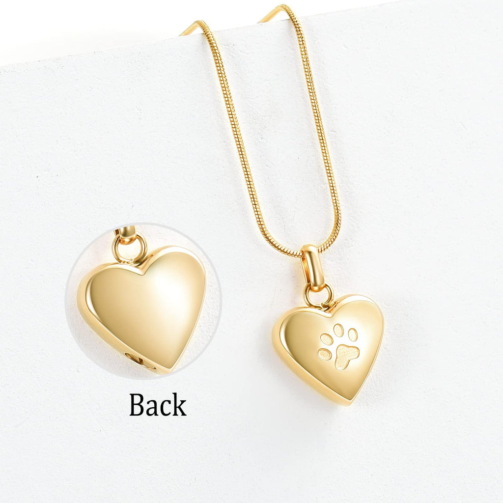 zeqingjw Pet Cremation Jewelry for Ashes Pendant Paw Print Pet Heart Urn Necklace Memorial Keepsake Jewelry for Pet/Dog's/Cat's Ashes