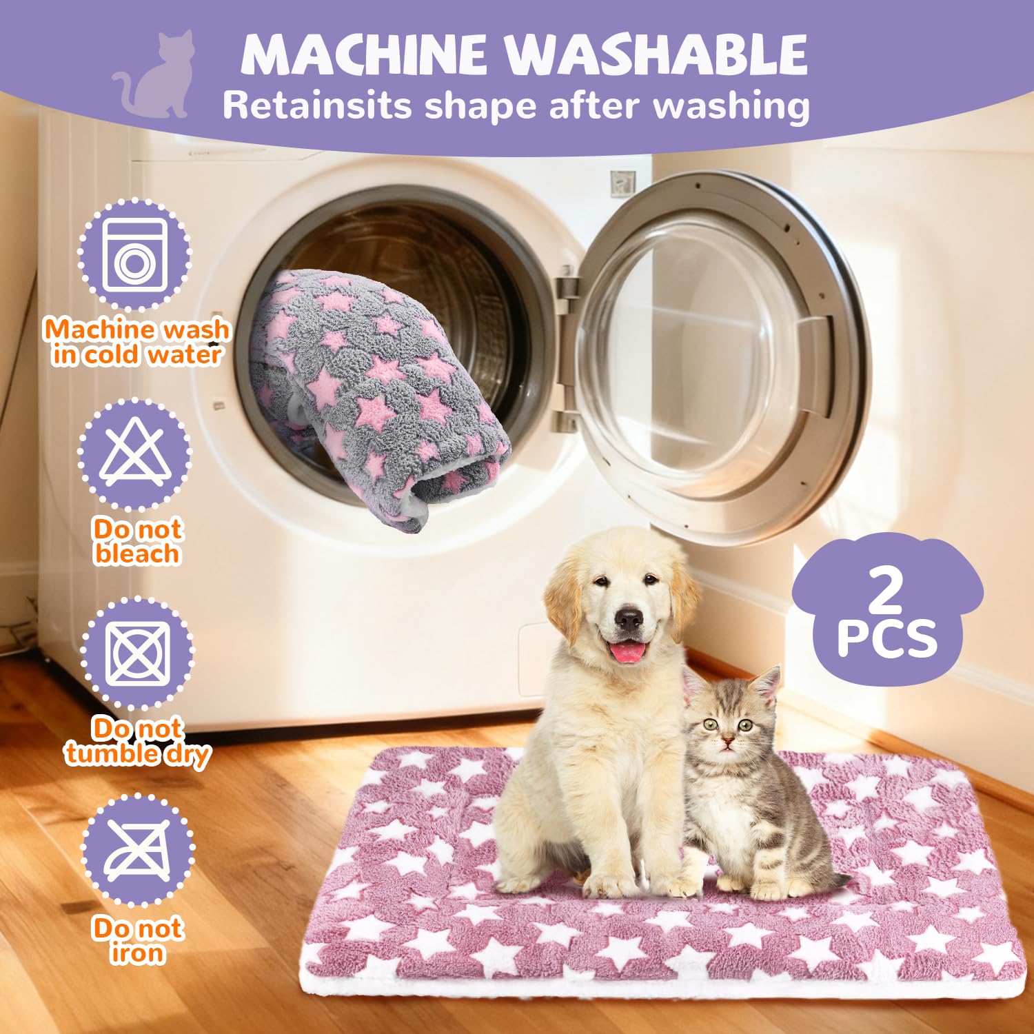 4 Pcs Self Warming Cat Bed, Self Heating Pet Mat for Kitten & Puppy, Soft Calming Cat Bed Mat Reflects Body Heat Warm Washable Pet Pad for Crates, Floors, Indoor, Outdoor(12.6×10 Inch)