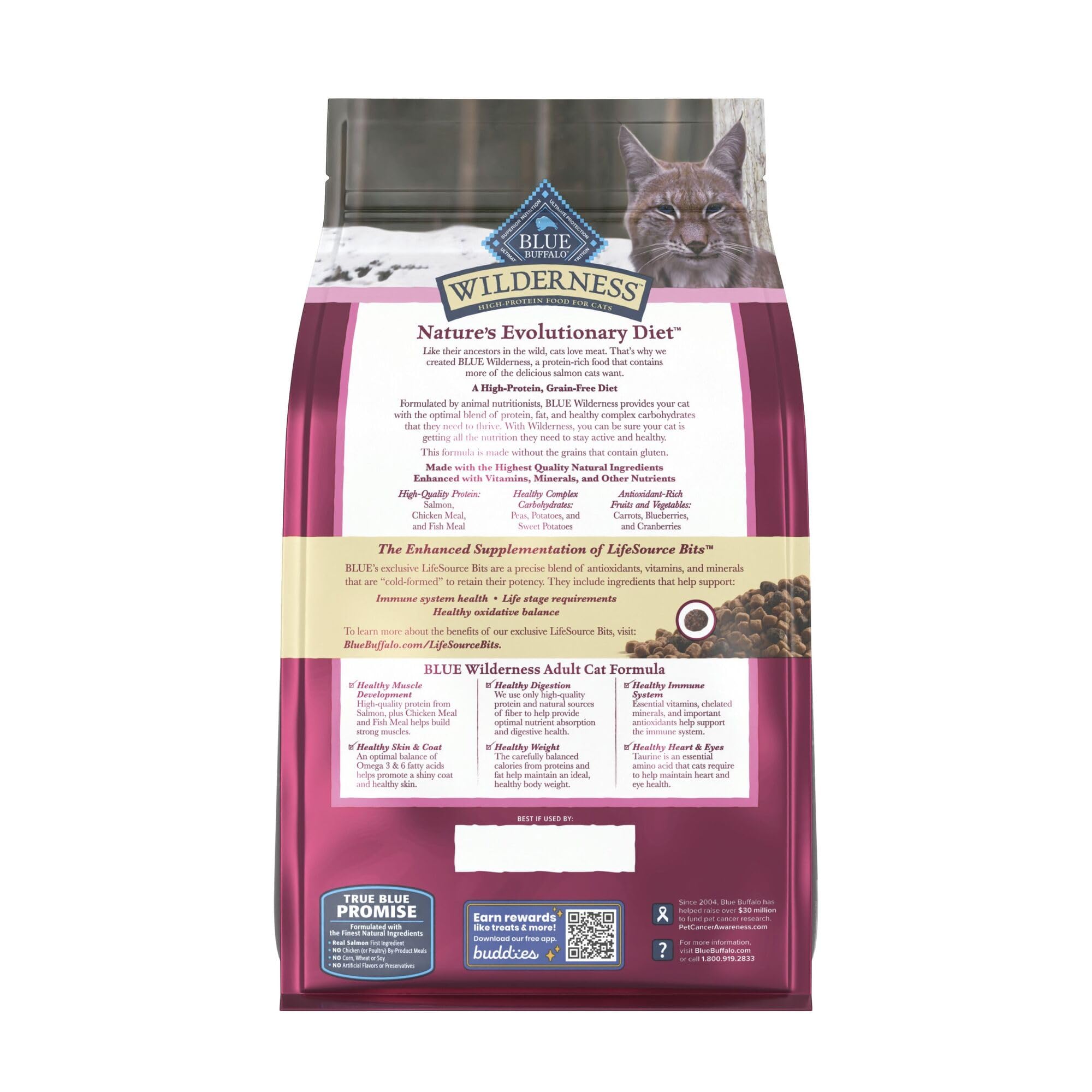 Blue Buffalo Wilderness Nature's Evolutionary Diet High-Protein, Grain-Free Natural Dry Food for Adult Cats, Chicken, 4-lb. Bag