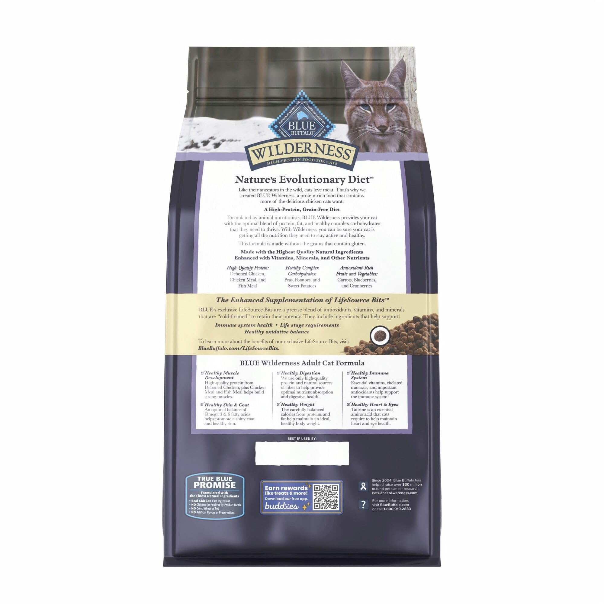Blue Buffalo Wilderness Nature's Evolutionary Diet High-Protein, Grain-Free Natural Dry Food for Adult Cats, Chicken, 4-lb. Bag