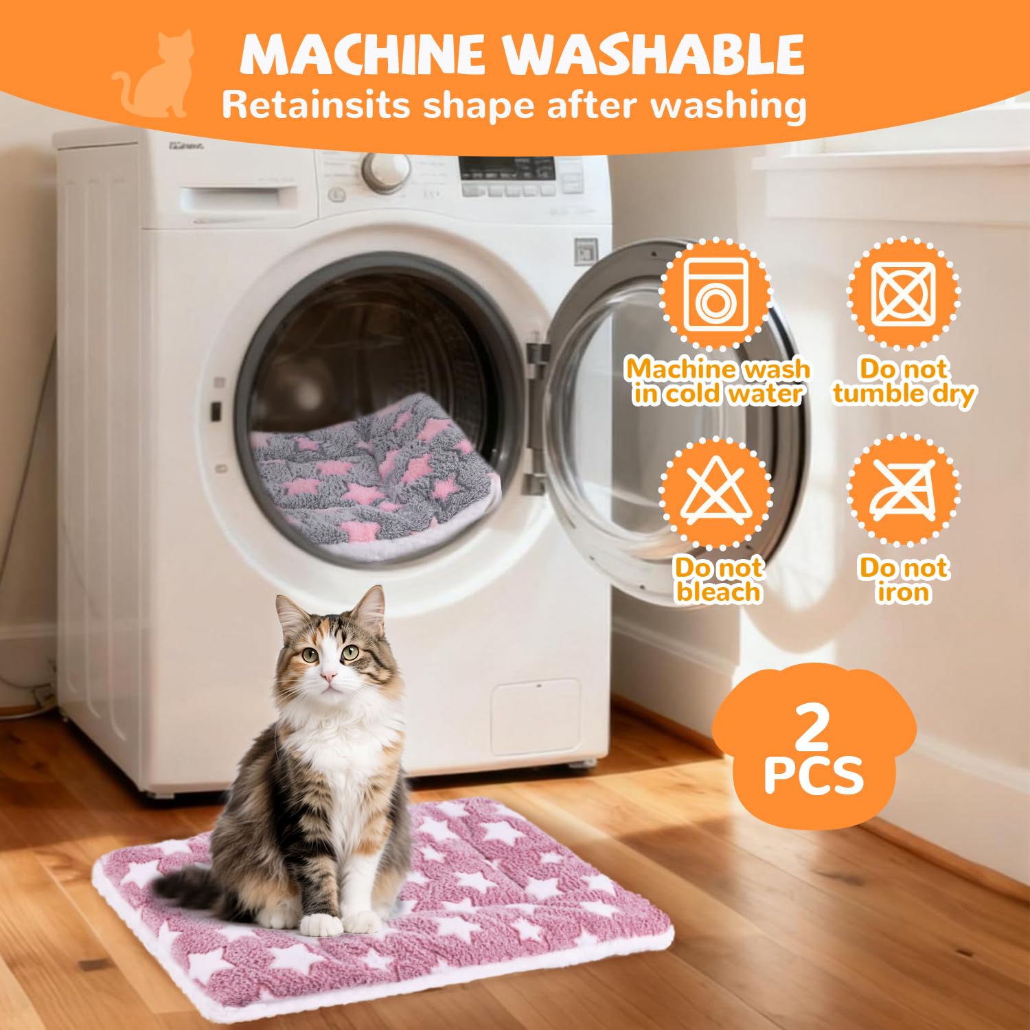 4 Pcs Self Warming Cat Bed, Self Heating Pet Mat for Kitten & Puppy, Soft Calming Cat Bed Mat Reflects Body Heat Warm Washable Pet Pad for Crates, Floors, Indoor, Outdoor(12.6×10 Inch)
