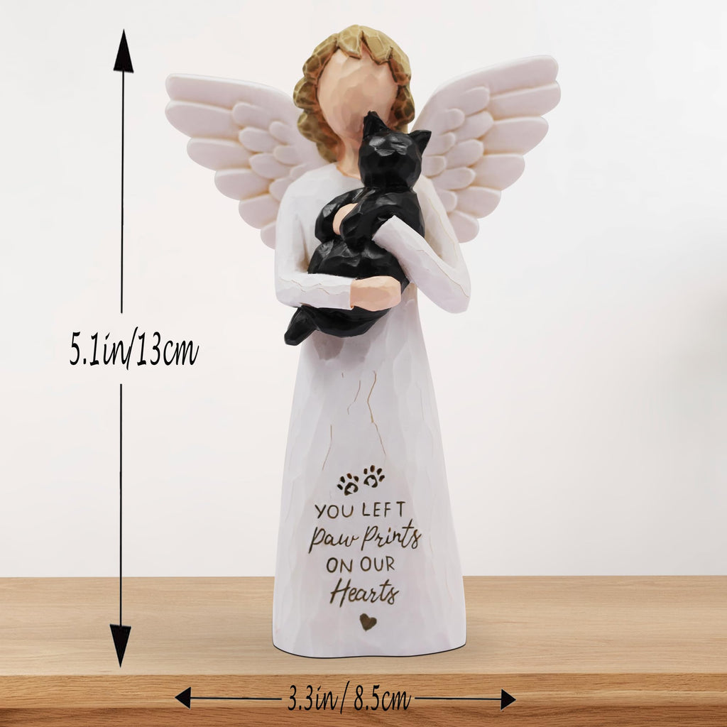 BORLESTA Cat Memorial Gifts for Loss of Cat, Pet Loss Sympathy Gift, Pet Cat Remembrance Gifts, Cat Mom Gift for Cats Lovers, Cat Statue Hand-Painted Figurines Angel (Gray)