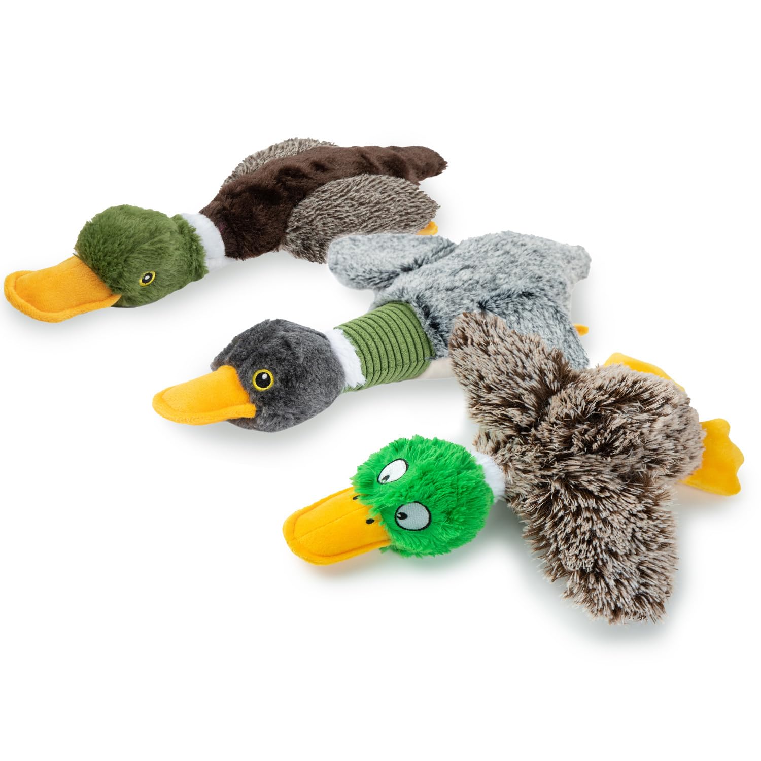 Best Pet Supplies Interactive Squeaky Dog Chew Toy, Ideal Dog Toys for Chewers, Small, Medium & Large Dogs, and Fetch Lovers - Crinkle Duck (Yellow), Large