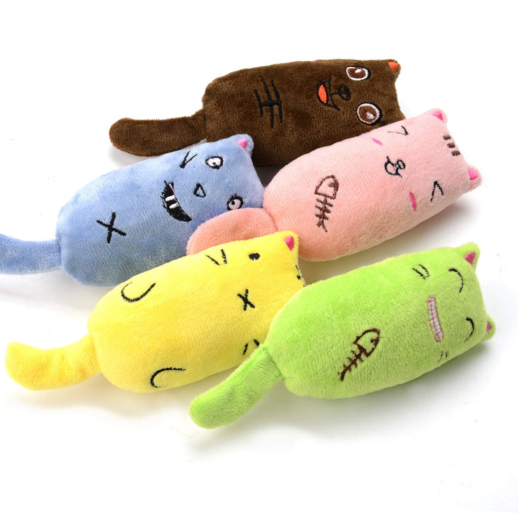 Legendog 5Pcs Bite Resistant Catnip Toy for Cats,Catnip Filled Cartoon Mice Cat Teething Chew Toy