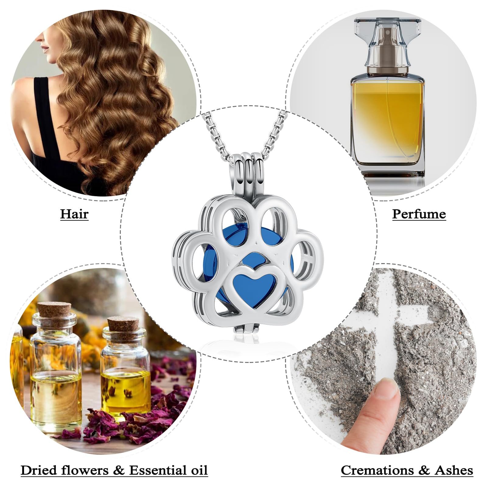 Oinsi Pet Cremation Jewelry For Ashes For Dog/Cat Paw Stainless Steel Memorial Locket Urn Necklace Inside Mini Case Keepsake Cremation Jewelry Women Men