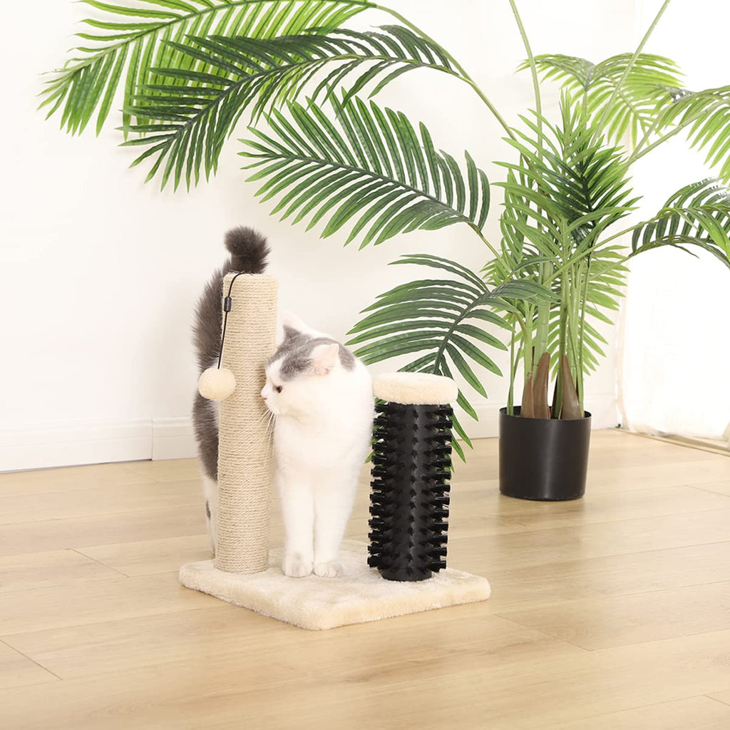 Amazon Basics Sturdy Cat Scratching Post for Indoor Cats & Kittens, Classic Single Post with Sisal Rope, Jute Fiber, Wood Base, Large (35.4"H), Brown