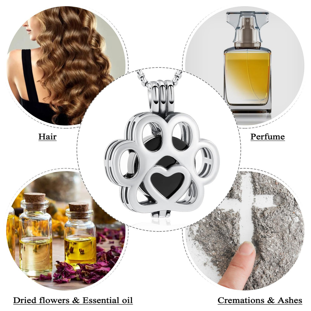 Oinsi Pet Cremation Jewelry For Ashes For Dog/Cat Paw Stainless Steel Memorial Locket Urn Necklace Inside Mini Case Keepsake Cremation Jewelry Women Men