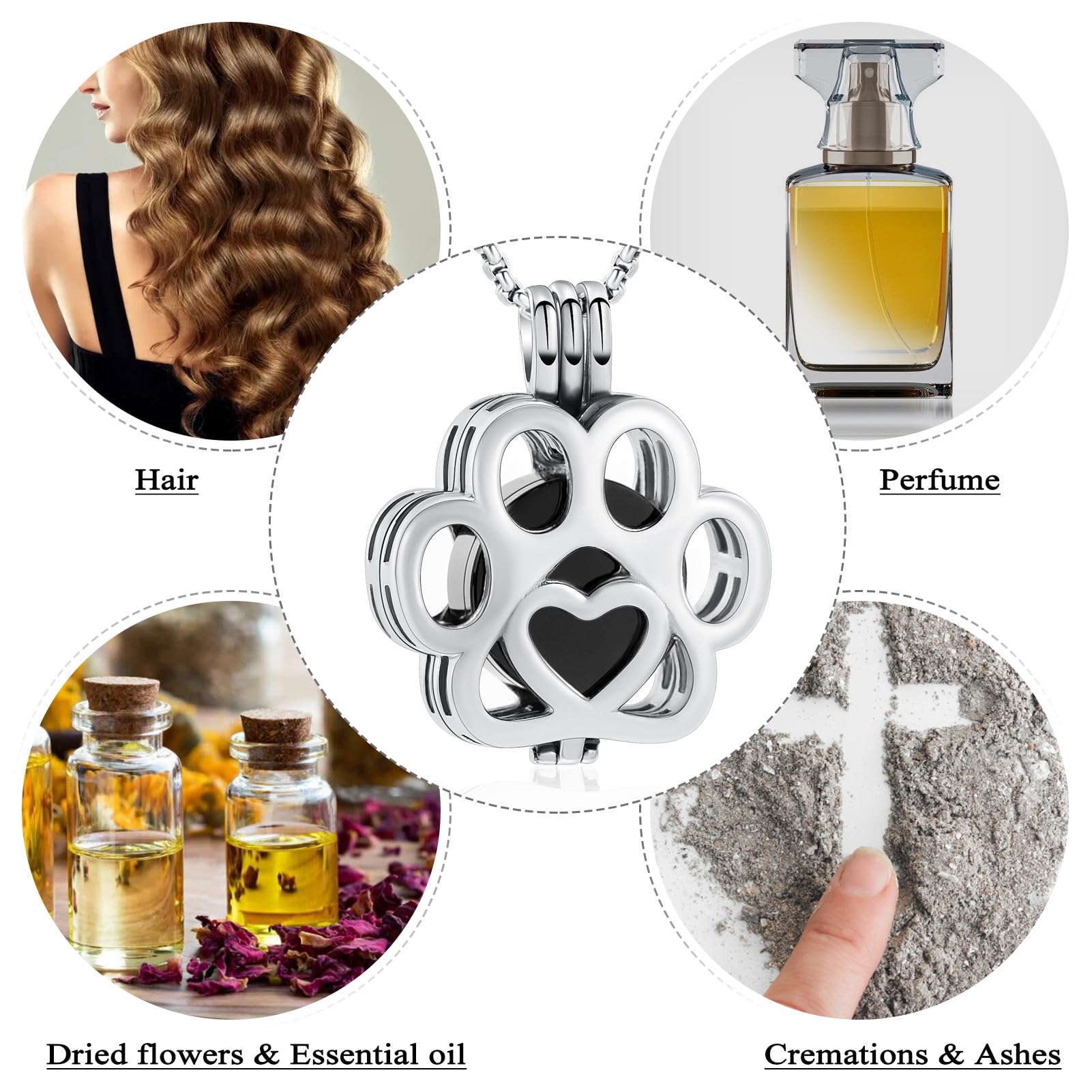 Oinsi Pet Cremation Jewelry For Ashes For Dog/Cat Paw Stainless Steel Memorial Locket Urn Necklace Inside Mini Case Keepsake Cremation Jewelry Women Men