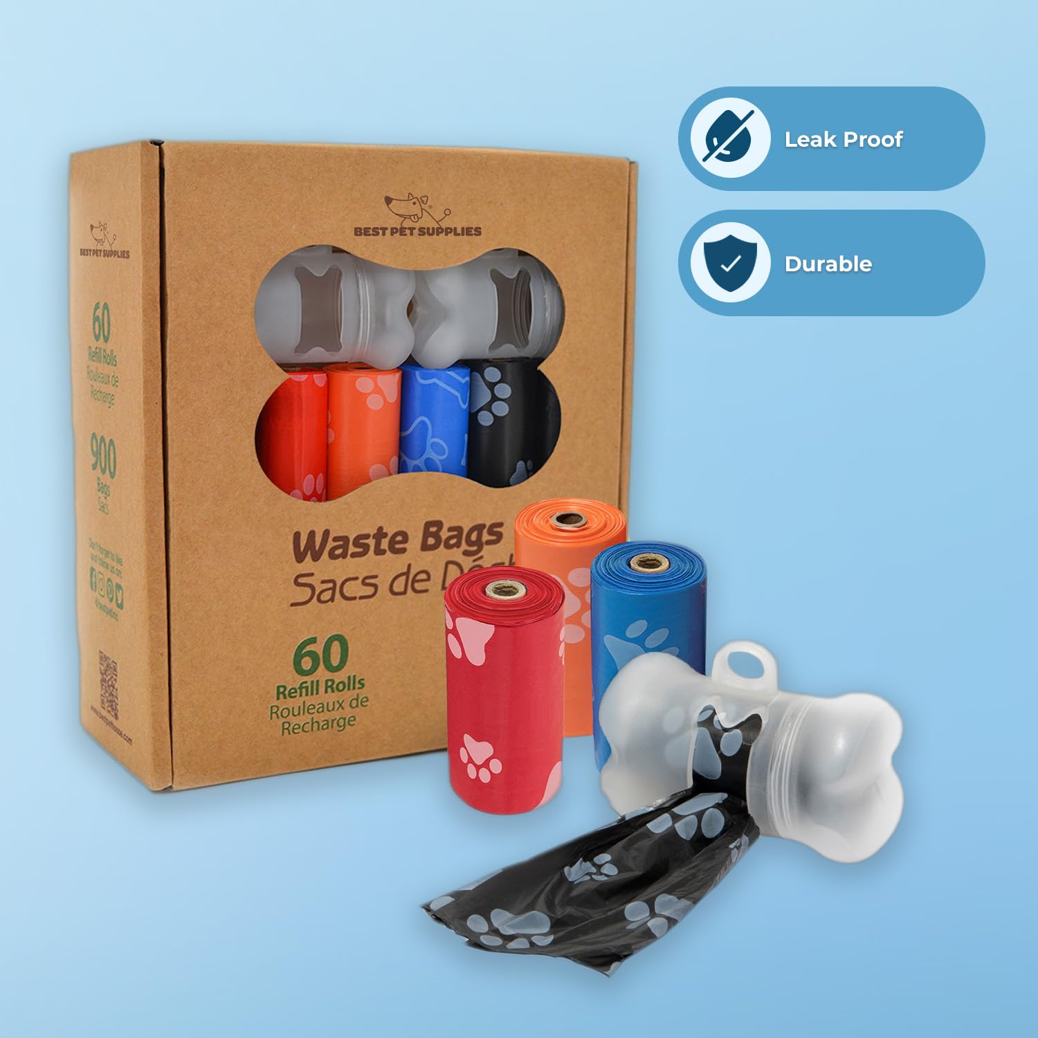 Best Pet Supplies Dog Poop Bags for Waste Refuse Cleanup, Doggy Roll Replacements for Outdoor Puppy Walking and Travel, Leak Proof and Tear Resistant, Thick Plastic - Assorted, 150 Bags