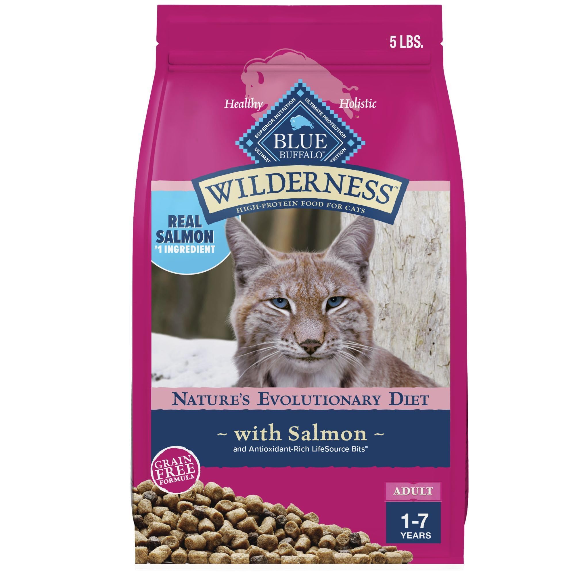 Blue Buffalo Wilderness Nature's Evolutionary Diet High-Protein, Grain-Free Natural Dry Food for Adult Cats, Chicken, 4-lb. Bag