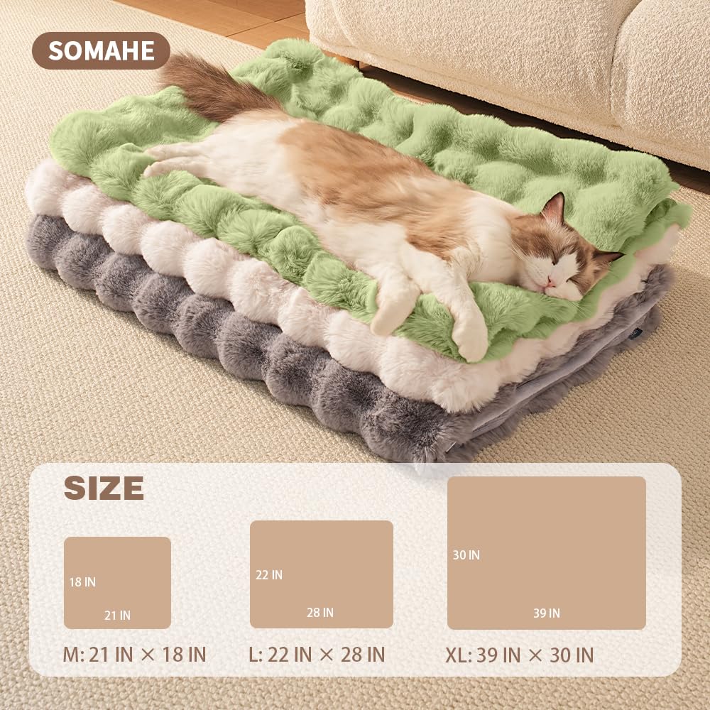 SOMAHE Self-Warming Cat Blanket, Dual-Side Plush Sherpa Throw with Anti-Static, Snuggle Mat for Kittens & Cats, Cozy Bed Topper for Windowsills & Couches, Machine Washable & Dryable, 21x18 Inch Gray