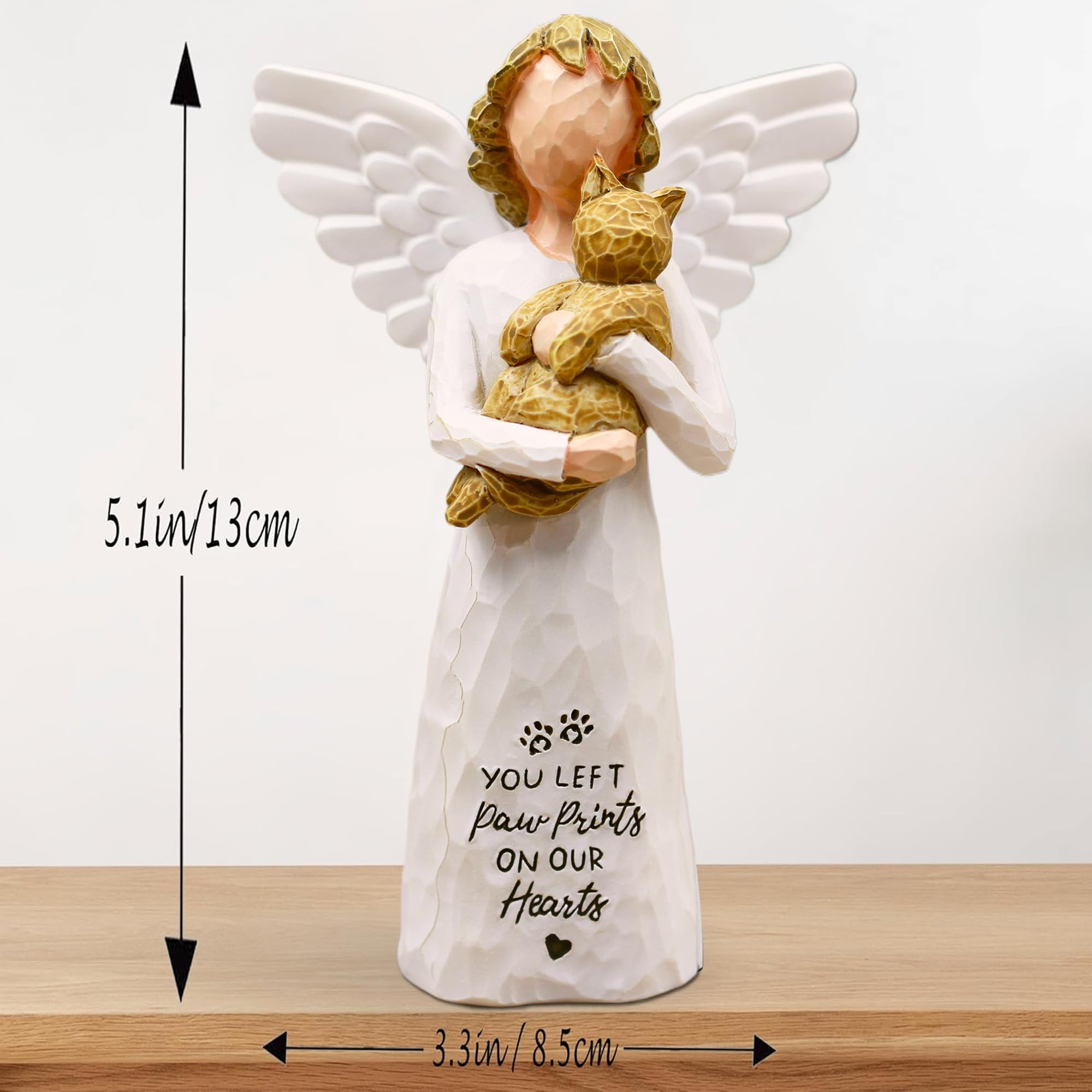 BORLESTA Cat Memorial Gifts for Loss of Cat, Pet Loss Sympathy Gift, Pet Cat Remembrance Gifts, Cat Mom Gift for Cats Lovers, Cat Statue Hand-Painted Figurines Angel (Gray)