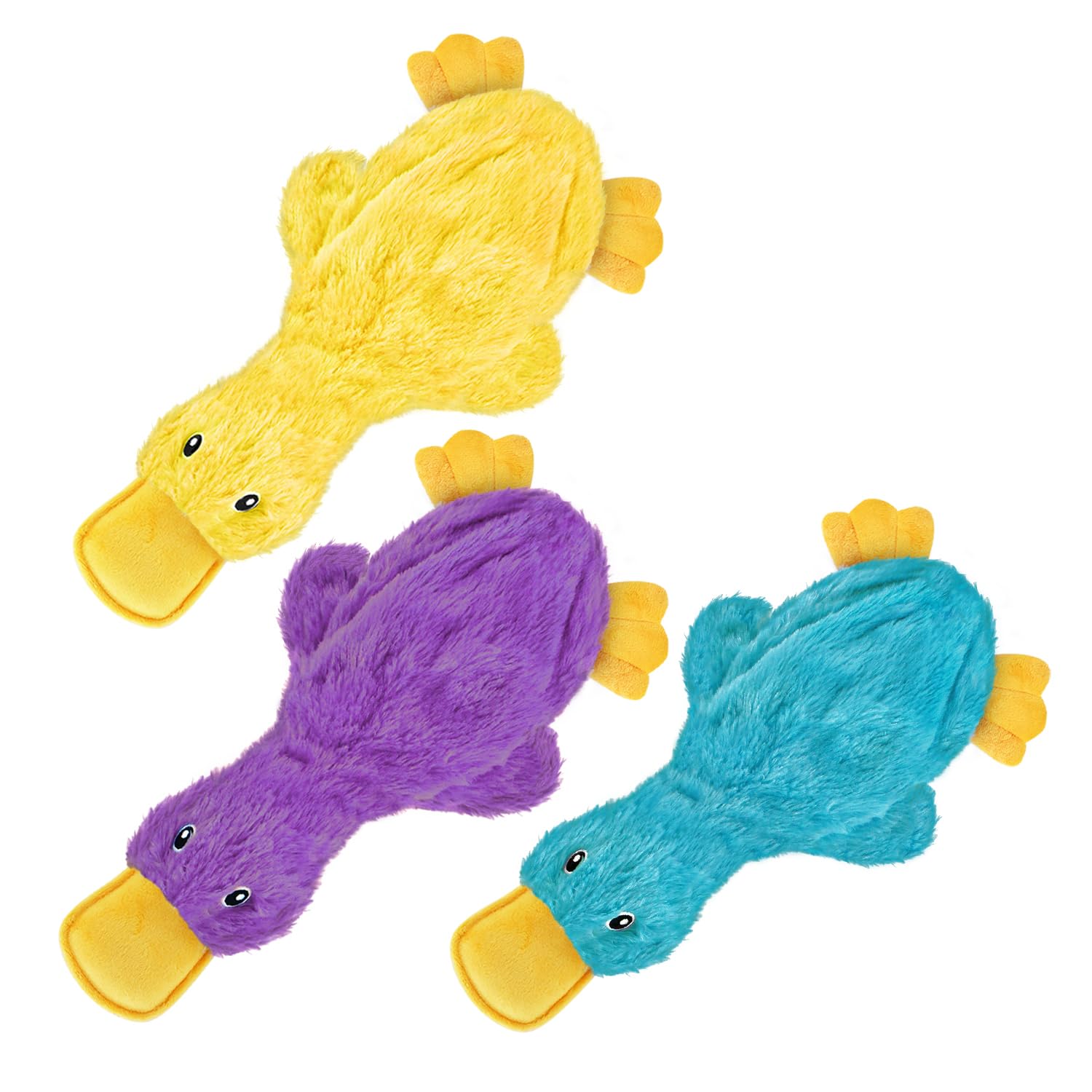 Best Pet Supplies Interactive Squeaky Dog Chew Toy, Ideal Dog Toys for Chewers, Small, Medium & Large Dogs, and Fetch Lovers - Crinkle Duck (Yellow), Large