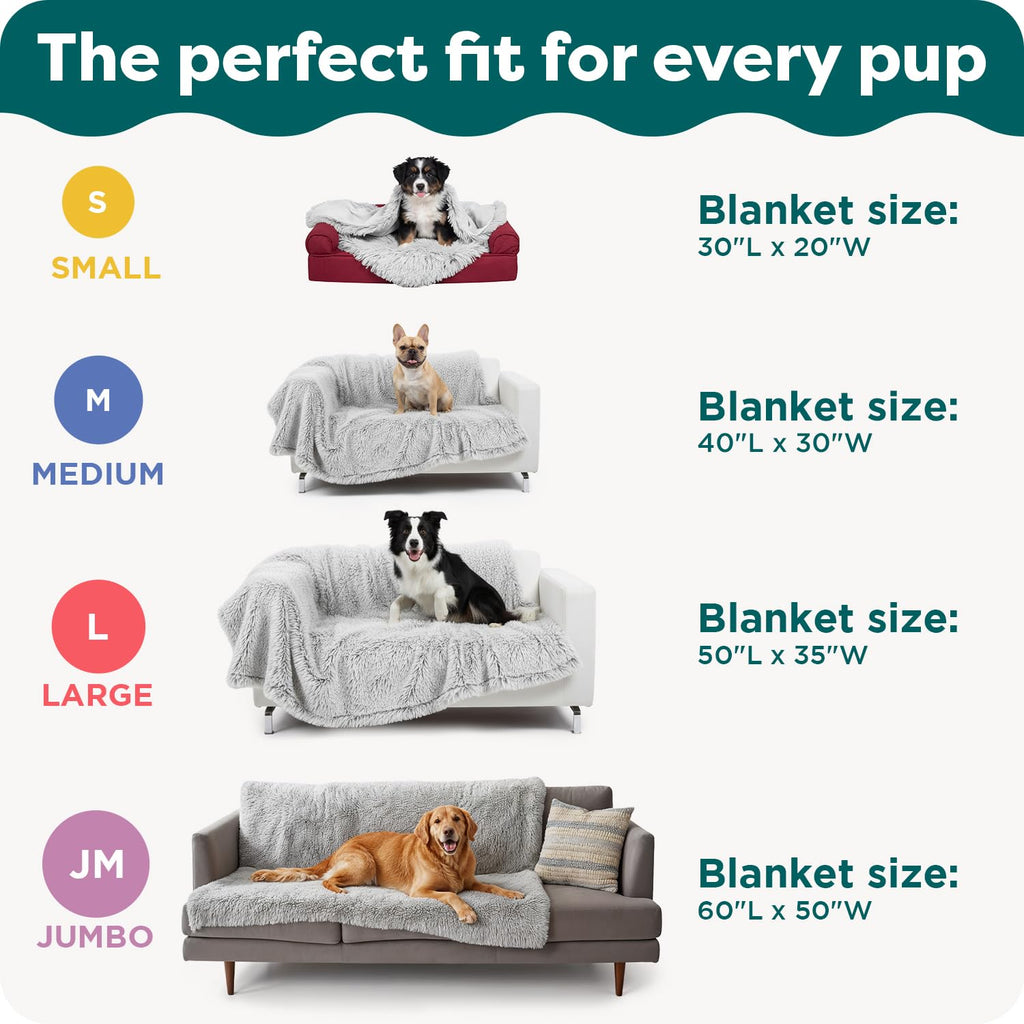 FurHaven Waterproof Throw Blanket for Dogs & Indoor Cats, Reversible Protective Pet Blanket, Extra Large, Long Faux Fur & Velvet, Driftwood
