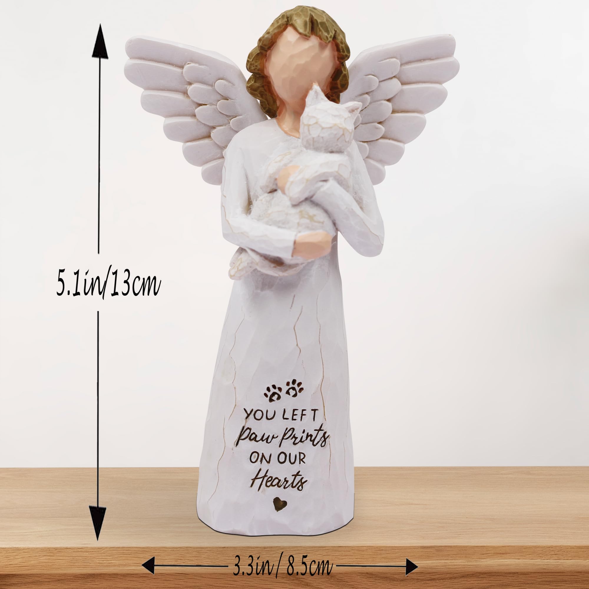 BORLESTA Cat Memorial Gifts for Loss of Cat, Pet Loss Sympathy Gift, Pet Cat Remembrance Gifts, Cat Mom Gift for Cats Lovers, Cat Statue Hand-Painted Figurines Angel (Gray)