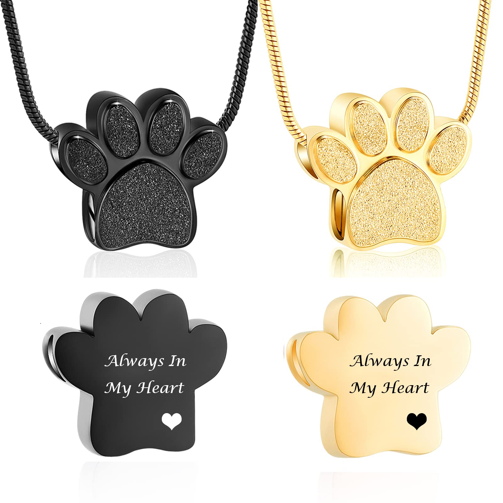 zeqingjw Pet Cremation Jewelry for Ashes Pendant Paw Print Pet Heart Urn Necklace Memorial Keepsake Jewelry for Pet/Dog's/Cat's Ashes